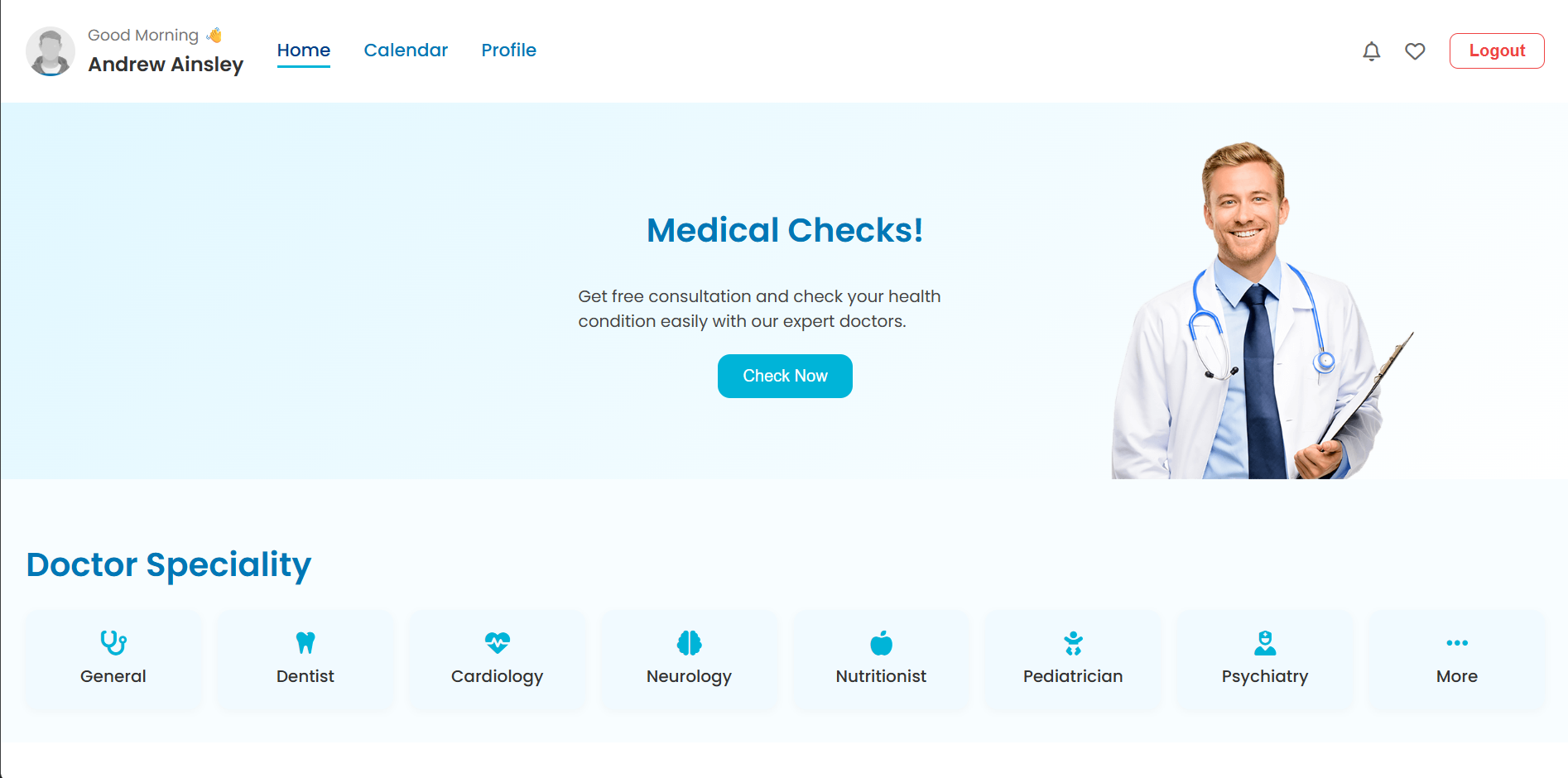 Screenshot of the Health Dashboard project