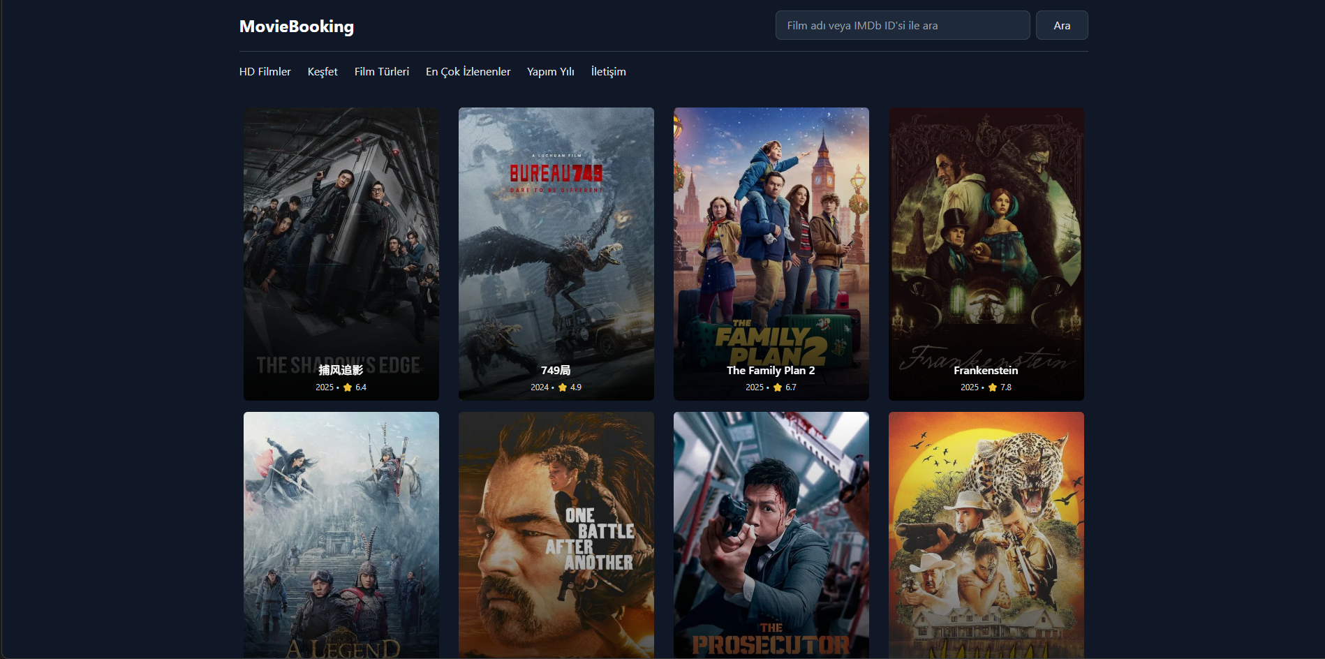 Screenshot of the Movie Booking app